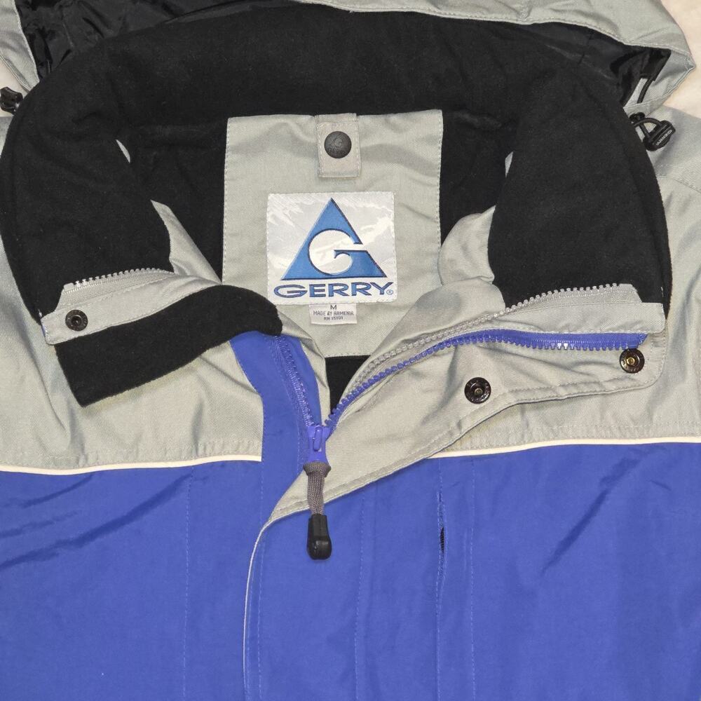 Vintage Gerry Ski Jacket Men’s Medium Blue Gray Hooded 90s Y2K Snowboarding Coat - Picture 4 of 16